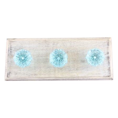 Water Octagon Shape Glass Wooden Hooks